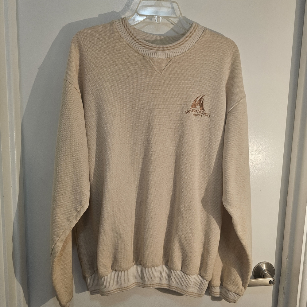 Hilton Hotels San Francisco Hilton Men's Beige Crewneck Sweater LARGE
